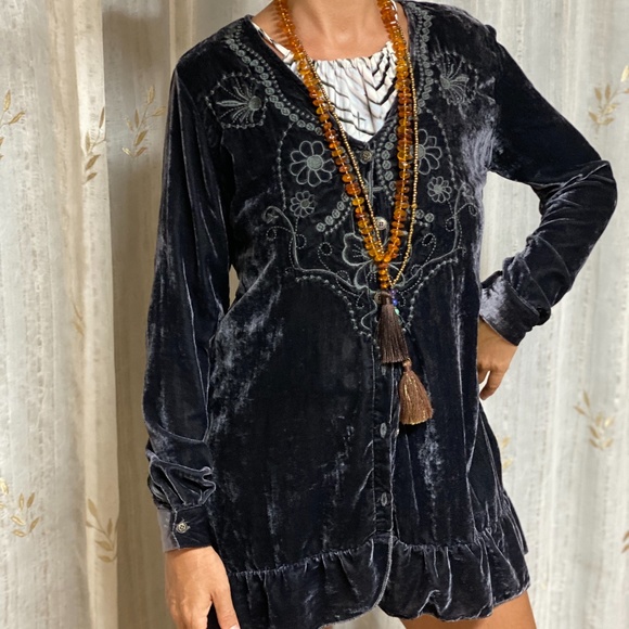Gypsy Junkies for Free People Velvet Boho Tunic - Picture 1 of 10